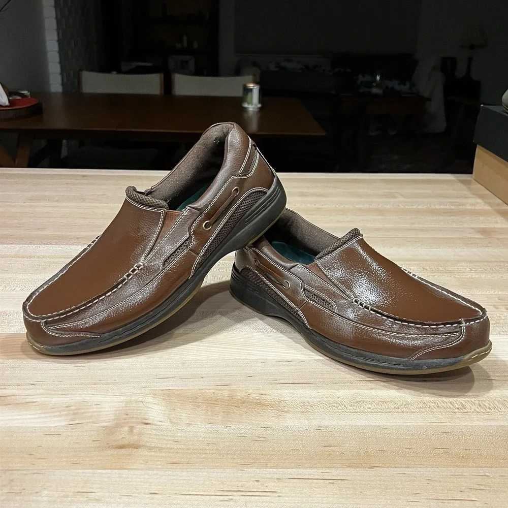 Dr Scholl's Comfort Collection Men's 9D Brown‎ Leather Slip-On Loafers